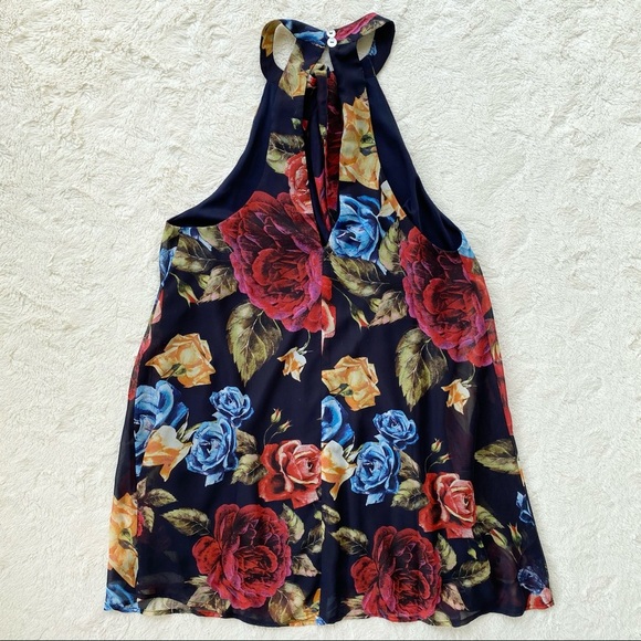 SMYM Tess tie front floral chiffon swing mini dress size small - Picture 4 of 11